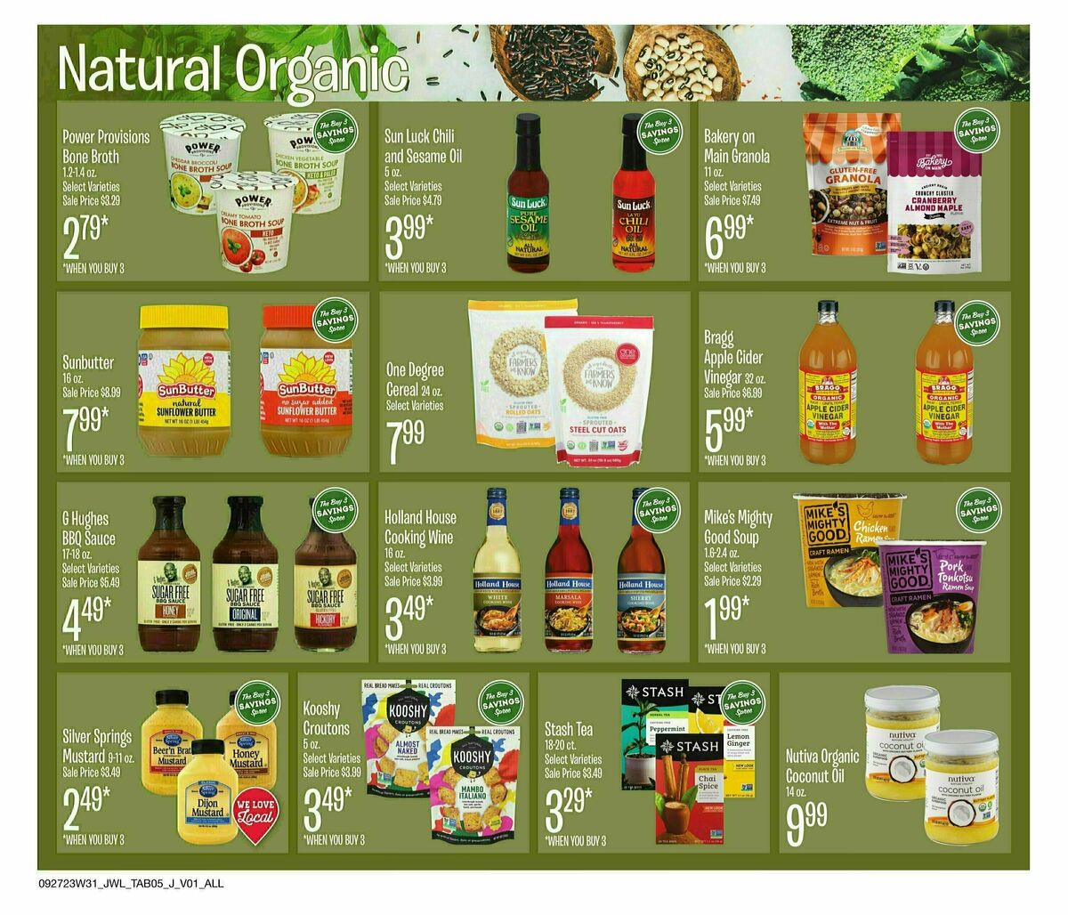 Jewel Osco Natural & Organics Weekly Ad from September 27