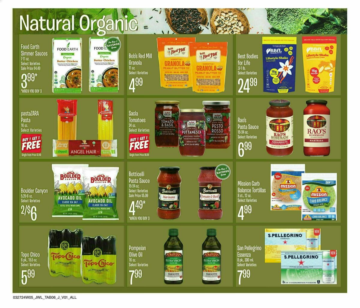 Jewel Osco Natural & Organics Weekly Ad from March 27