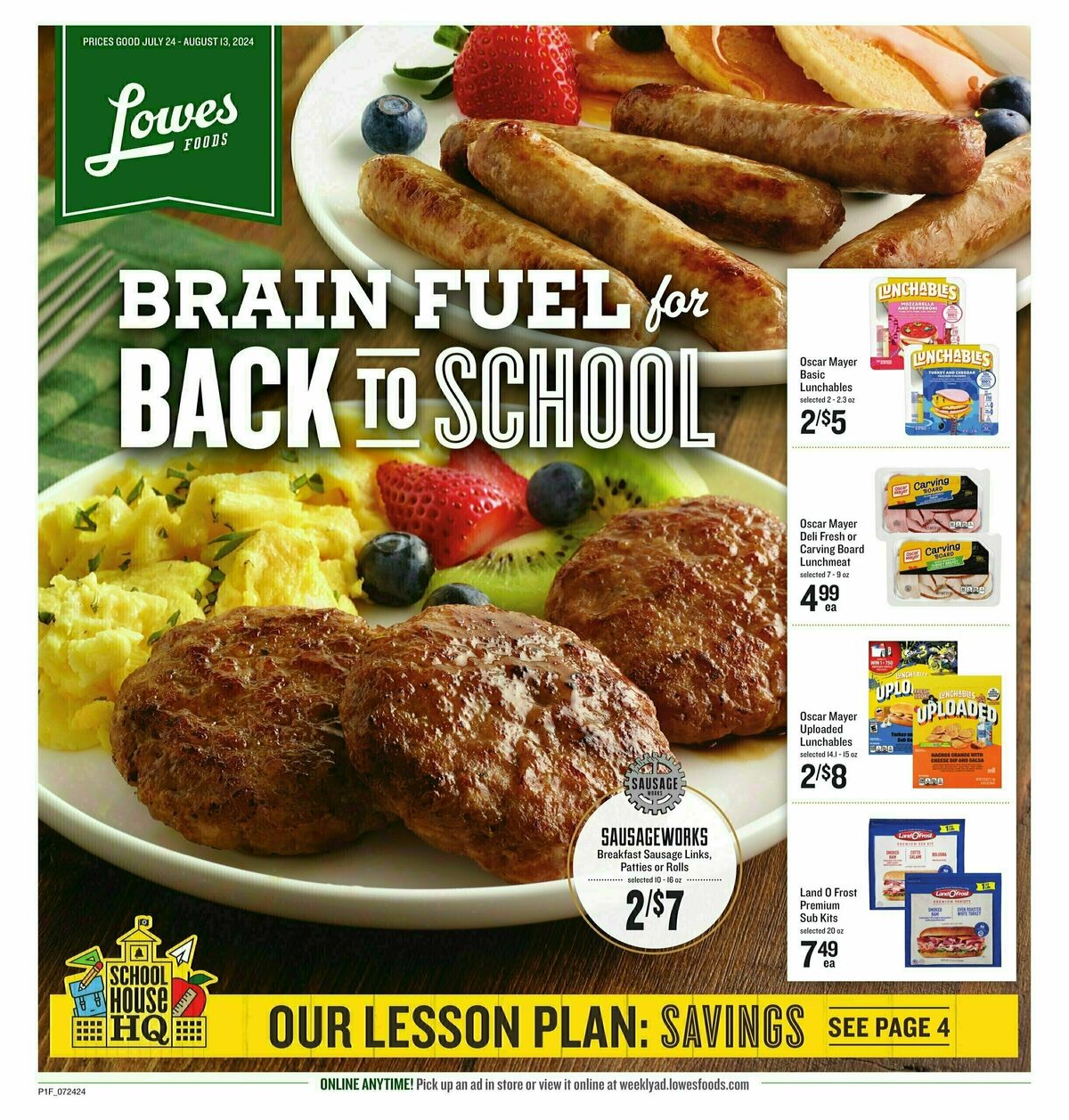 Lowes Foods Back To School Weekly Ad from July 24