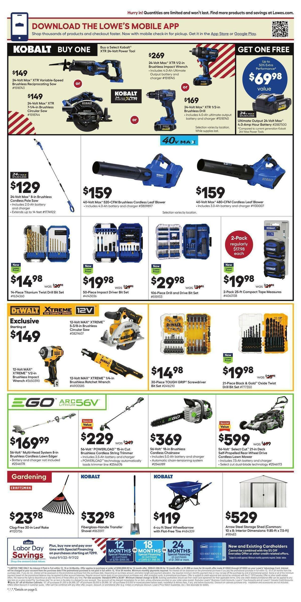 Lowe's Weekly Ad from September 1