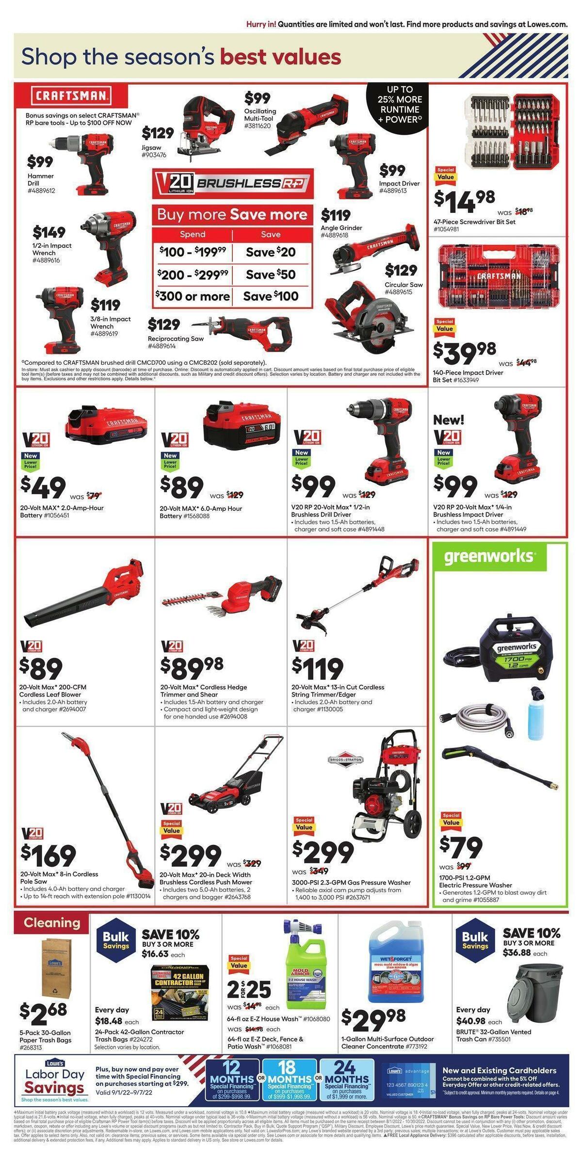 Lowe's Weekly Ad from September 1