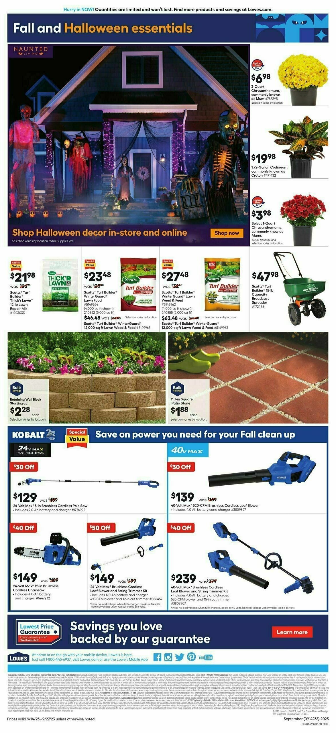 Lowe's Weekly Ad from September 14