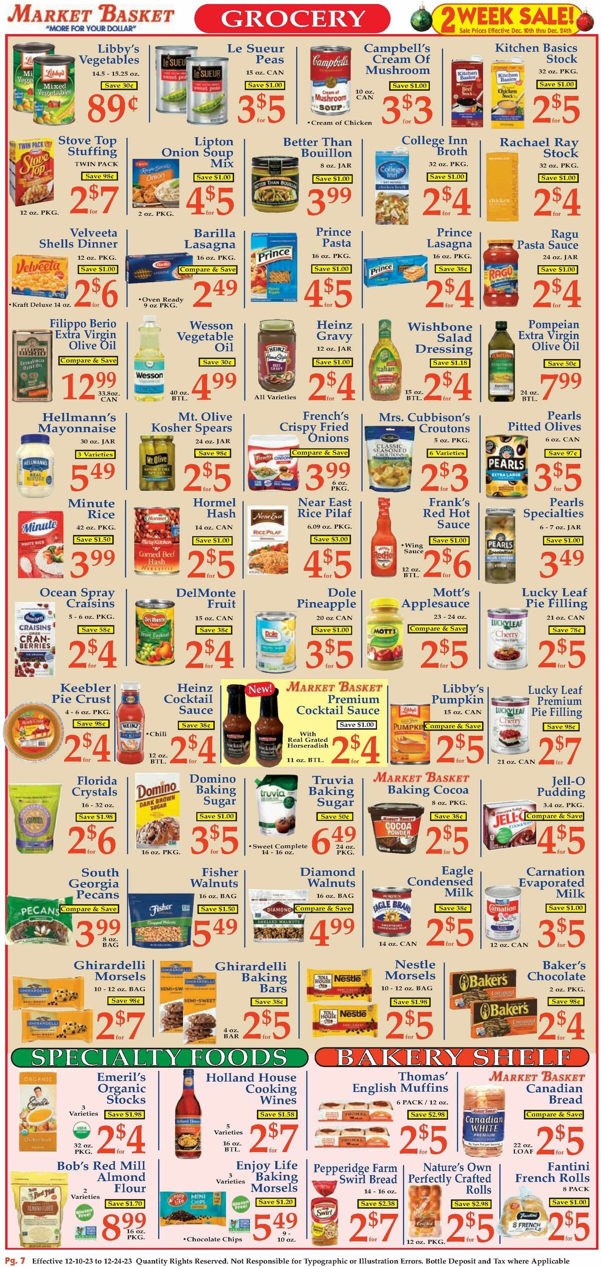 Market Basket Weekly Ad from December 10