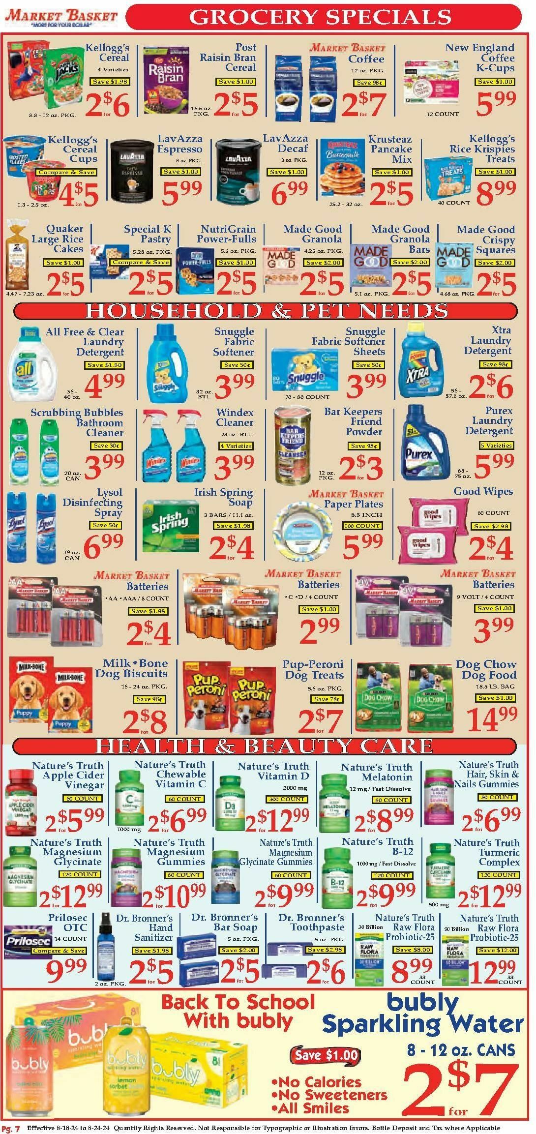 Market Basket Weekly Ad from August 18