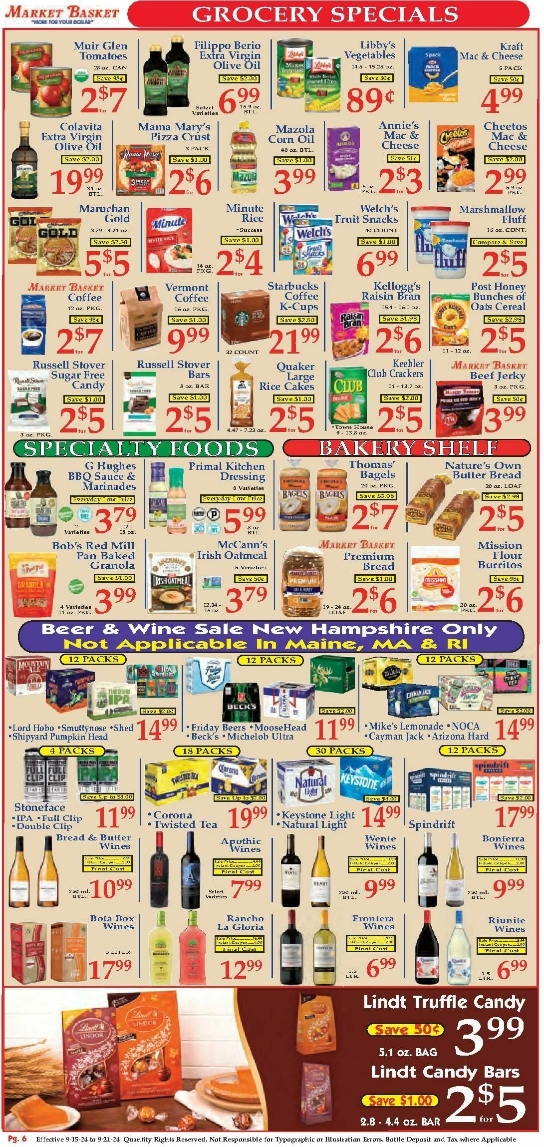 Market Basket Weekly Ad from September 15