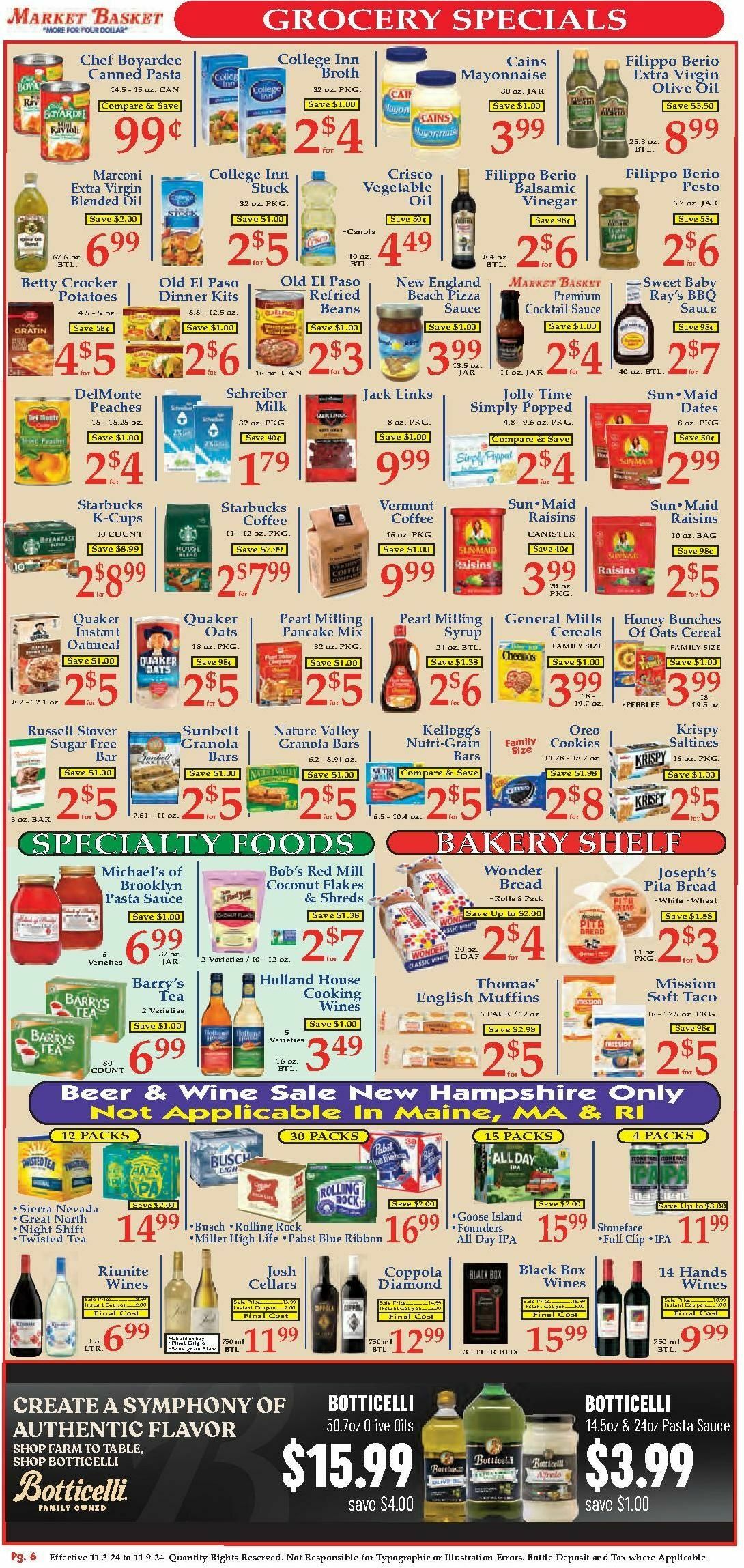 Market Basket Weekly Ad from November 3