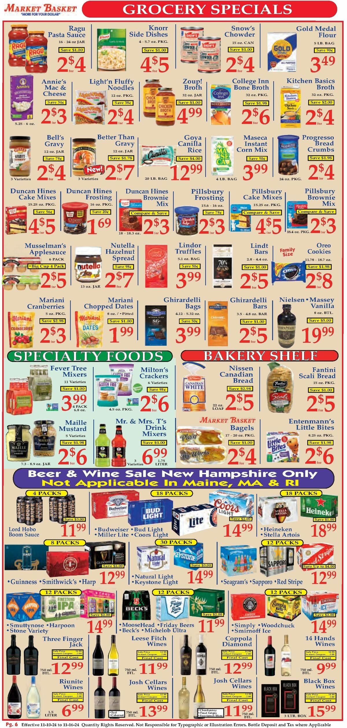 Market Basket Weekly Ad from November 10