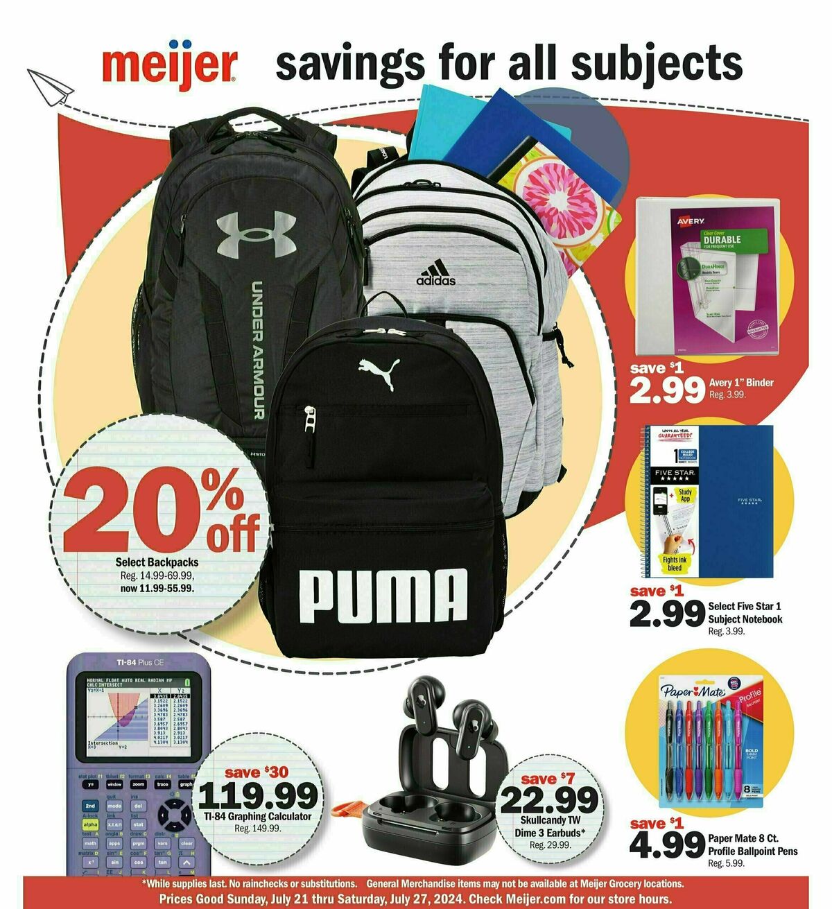 Meijer Back to School Weekly Ad from July 21