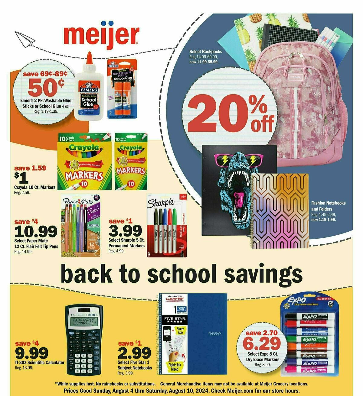 Meijer Back to School Weekly Ad from August 4