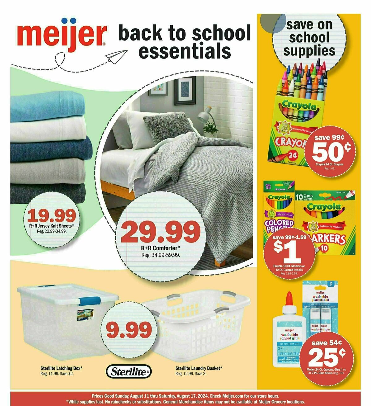 Meijer Back To School Essentials Weekly Ad from August 11