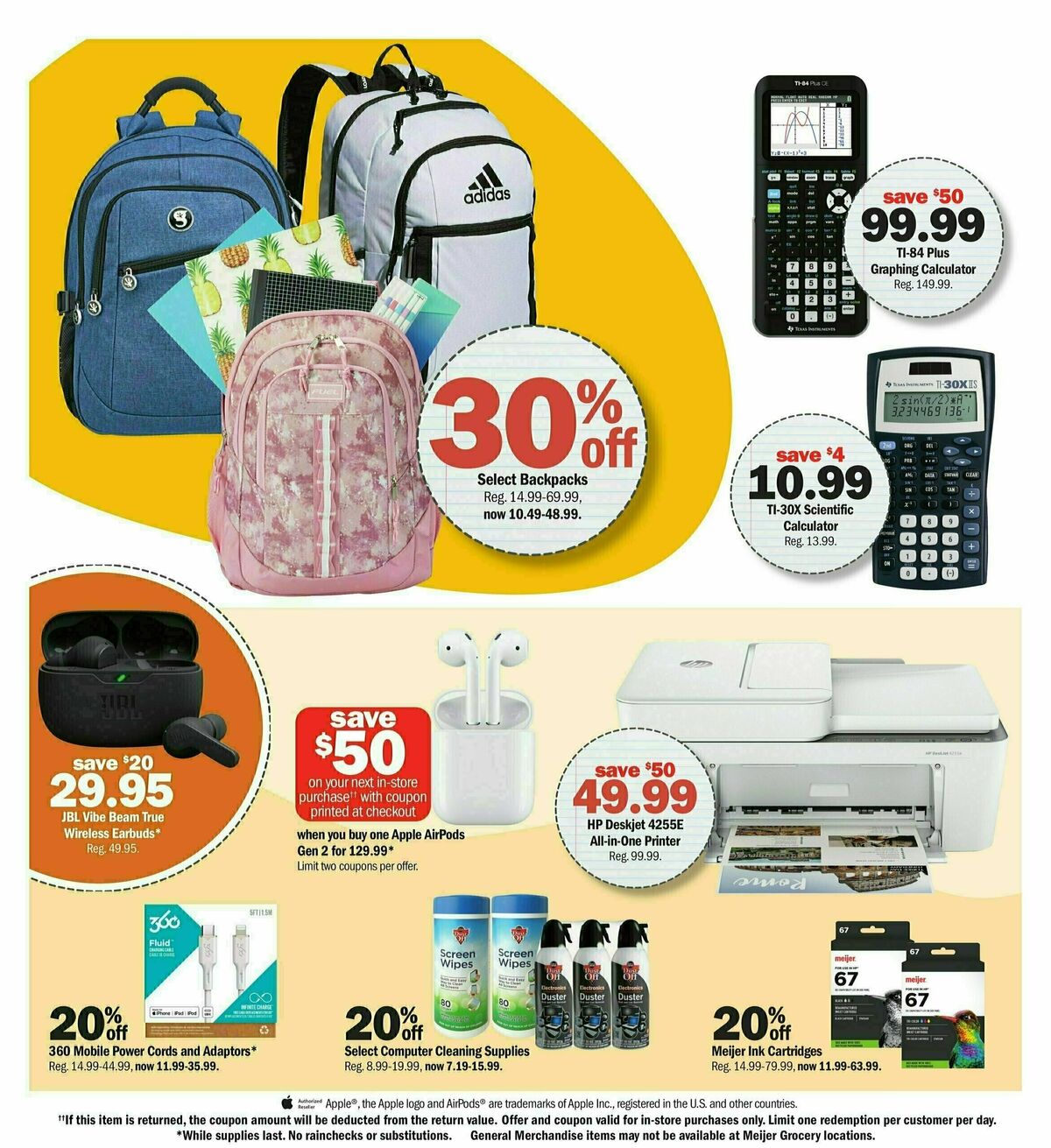 Meijer Back To School Essentials Weekly Ad from August 11