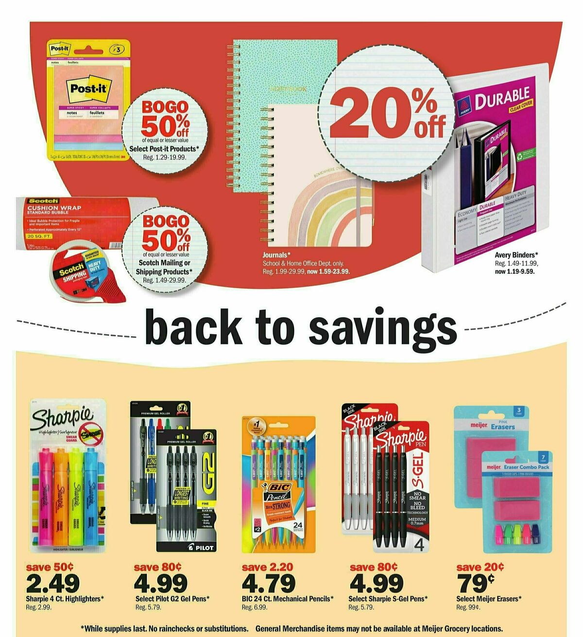 Meijer Back To School Weekly Ad from August 25