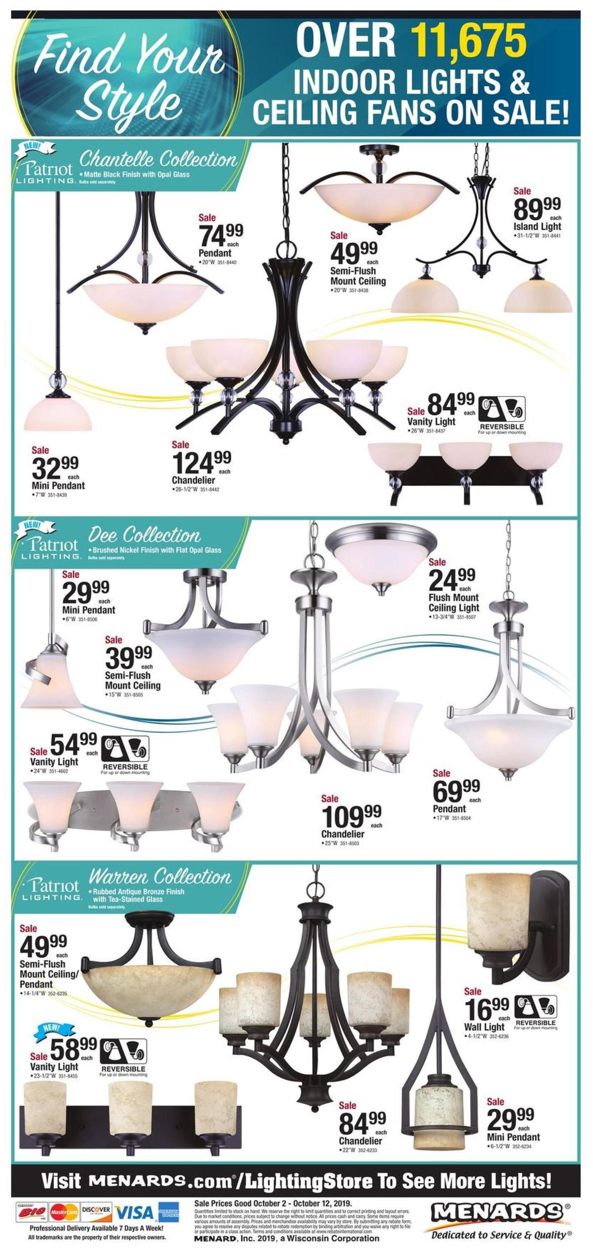 Menards Great Lighting Sale Weekly Ad from January 1