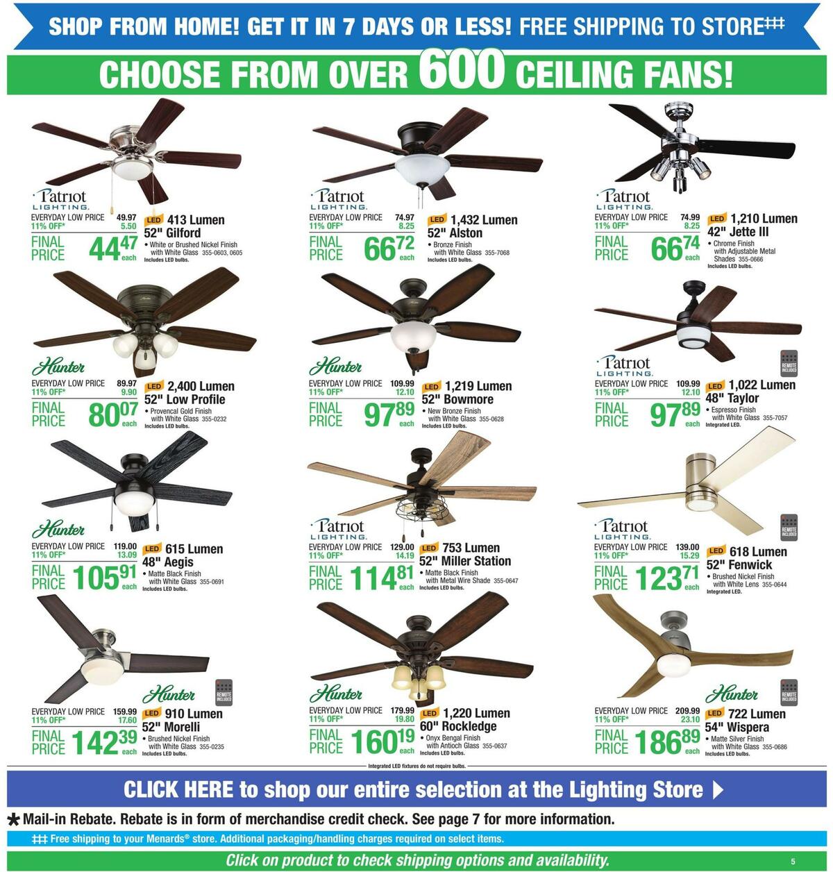 Menards Lighting and Fans Sale Weekly Ad from May 17