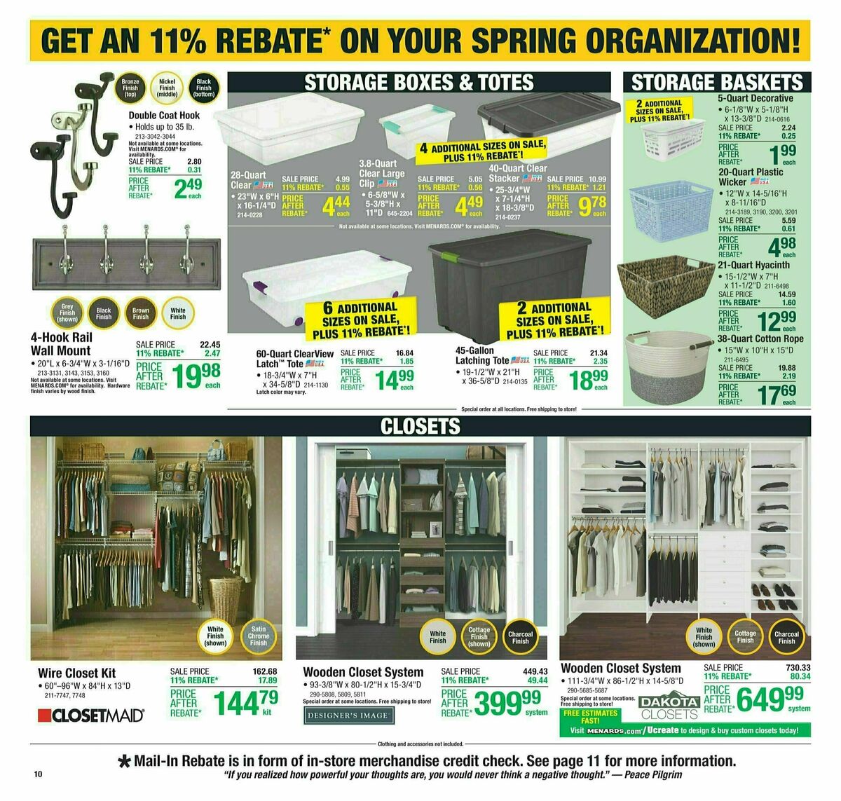 Menards 11% Rebate Sale Weekly Ad from March 13