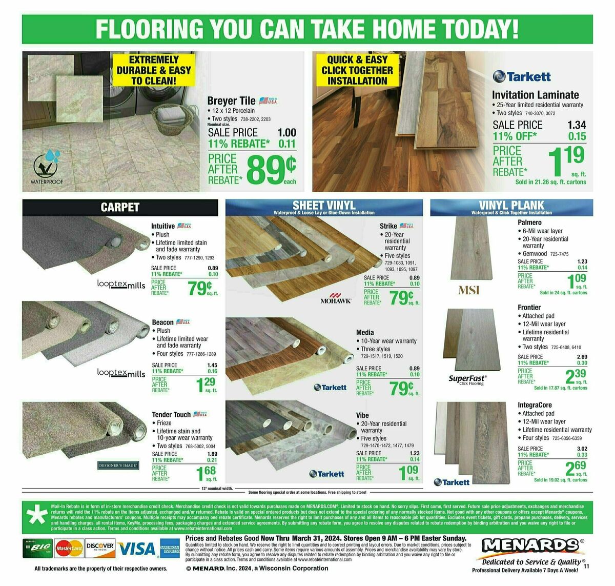 Menards 11% Rebate Sale Weekly Ad from March 20