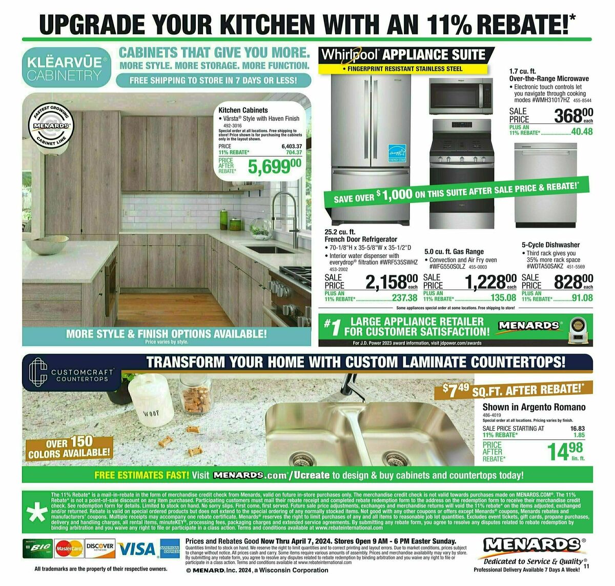 Menards 11% Rebate Sale Weekly Ad from March 27