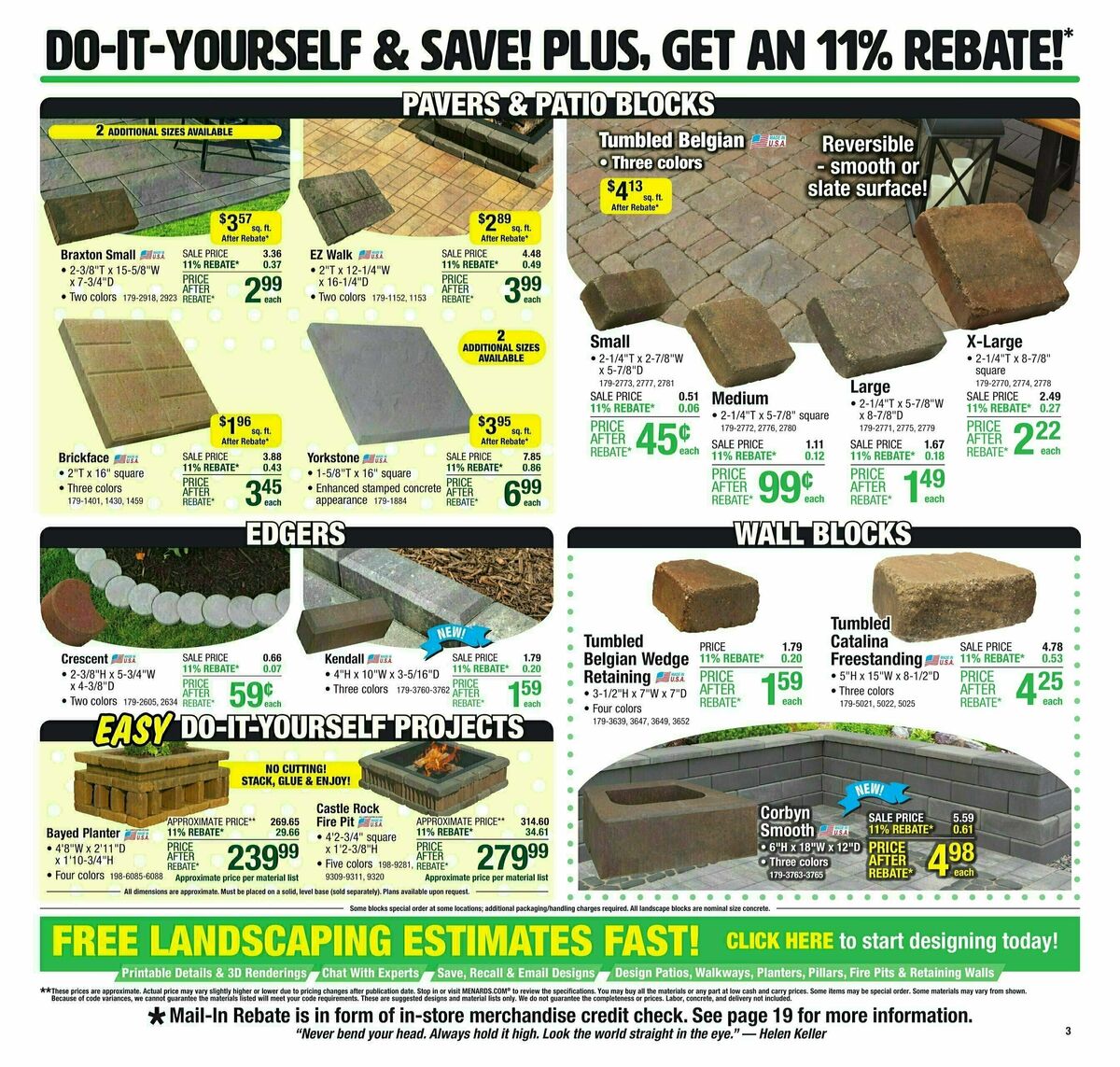 Menards 11% Rebate Sale Weekly Ad from April 3