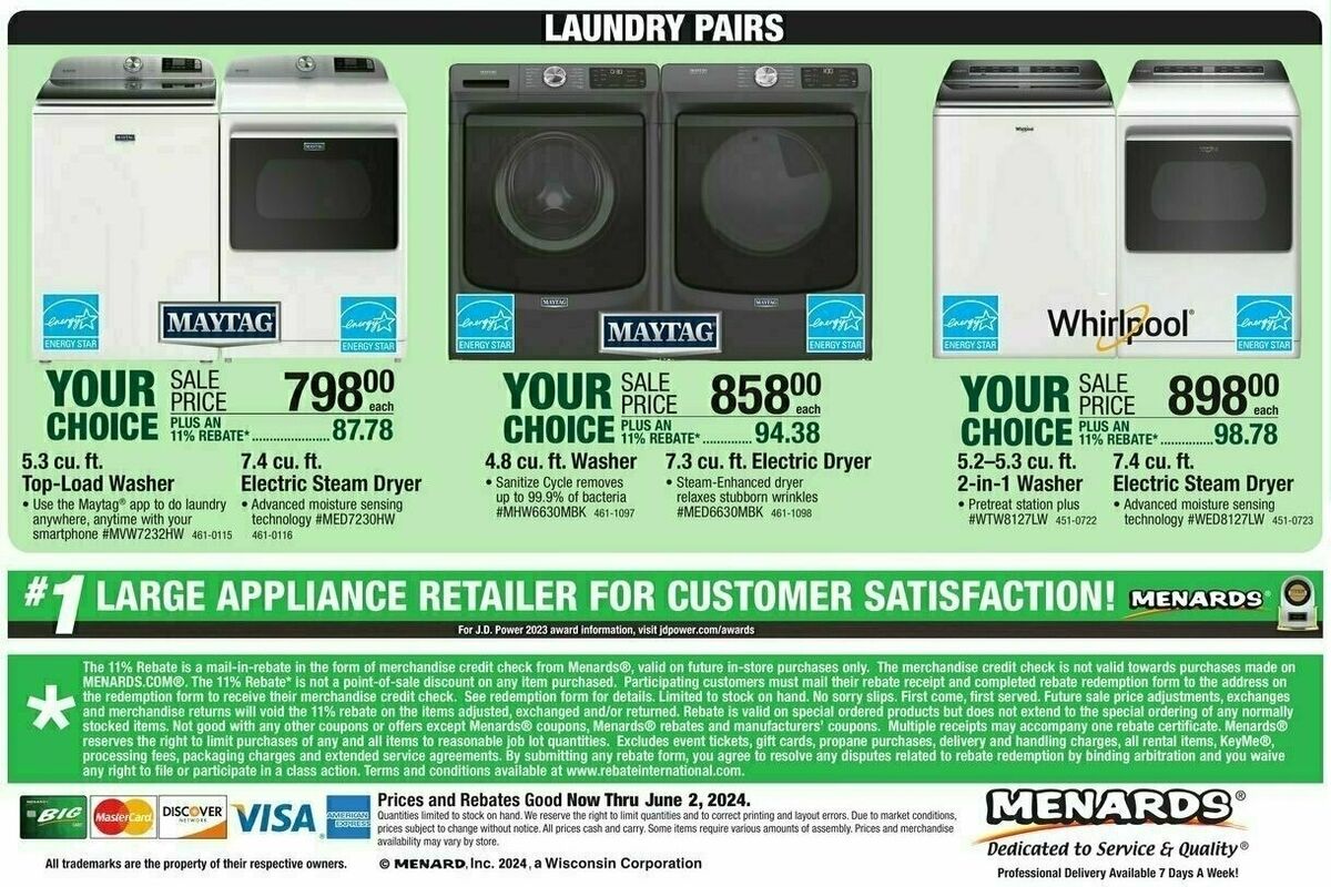 Menards Appliance Event Weekly Ad from May 22