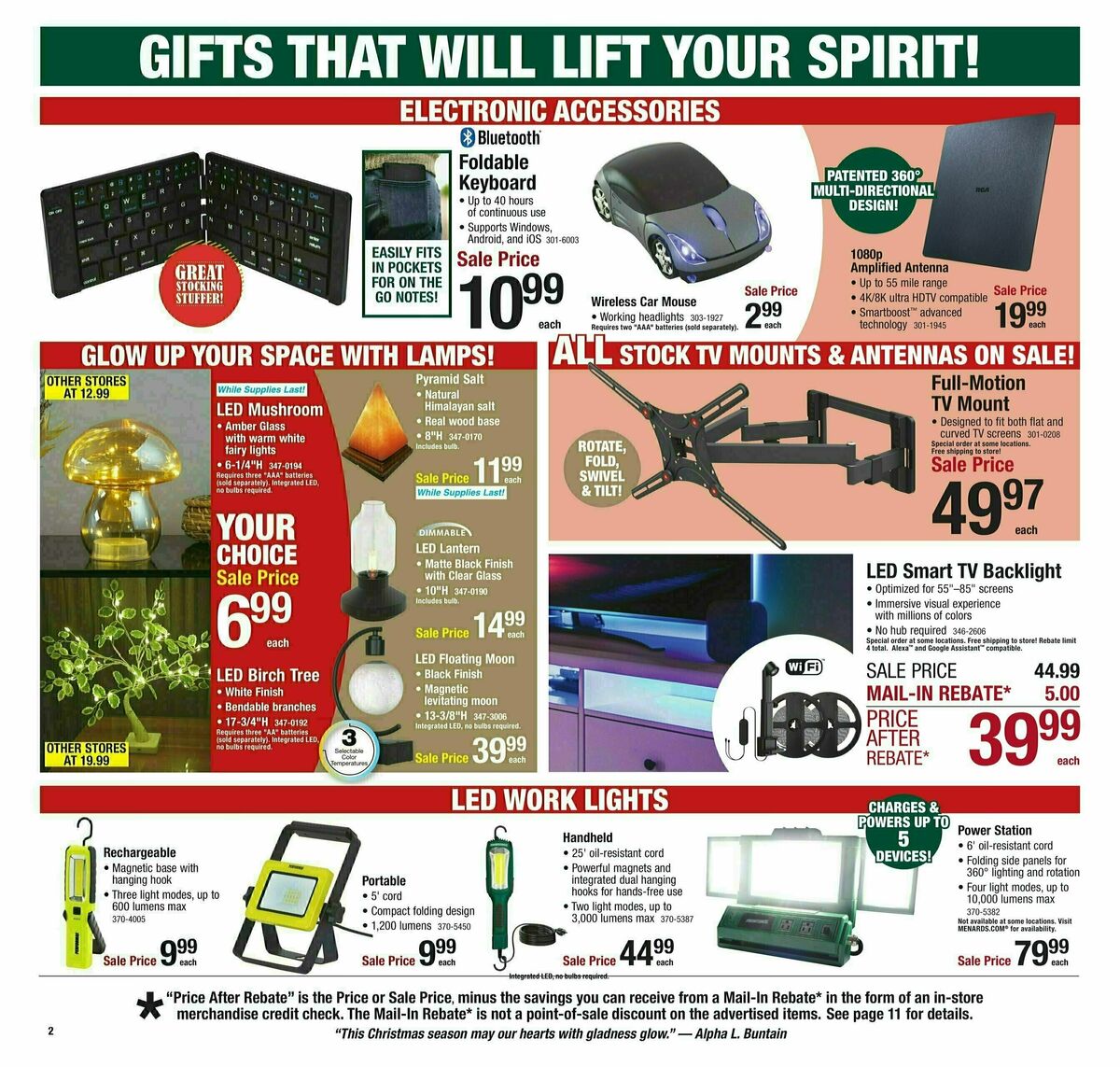 Menards Last Minute Gift Sale Weekly Ad from December 11