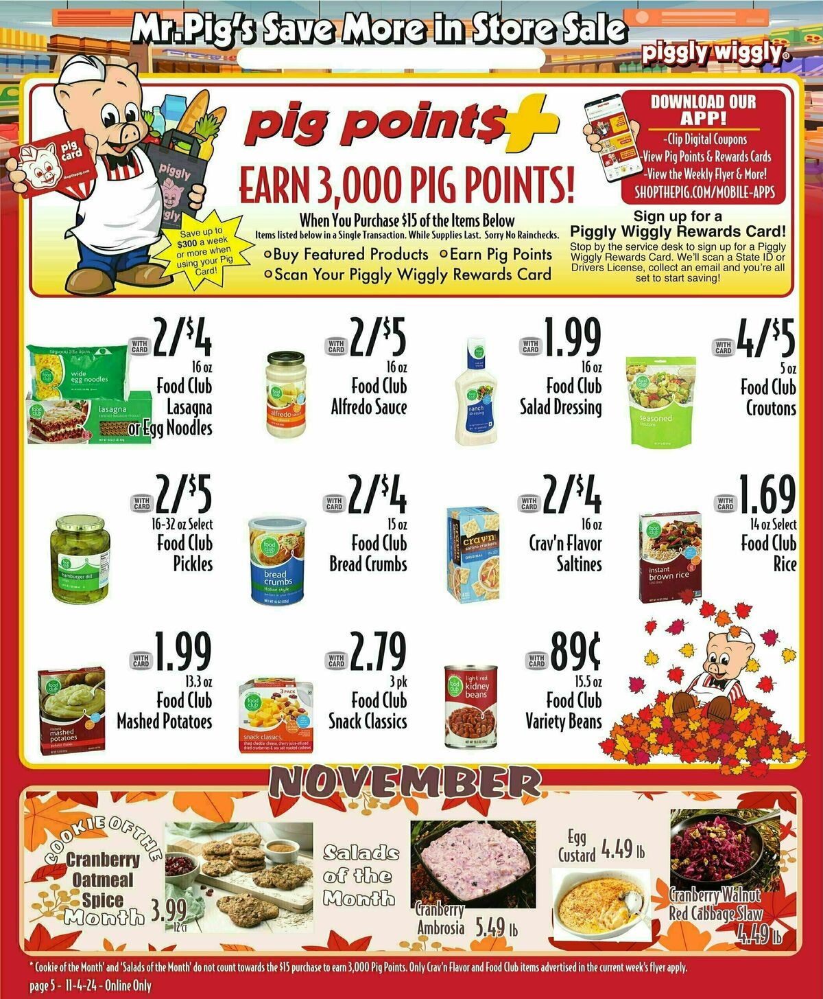 Piggly Wiggly Bank More Points Weekly Ad from November 6