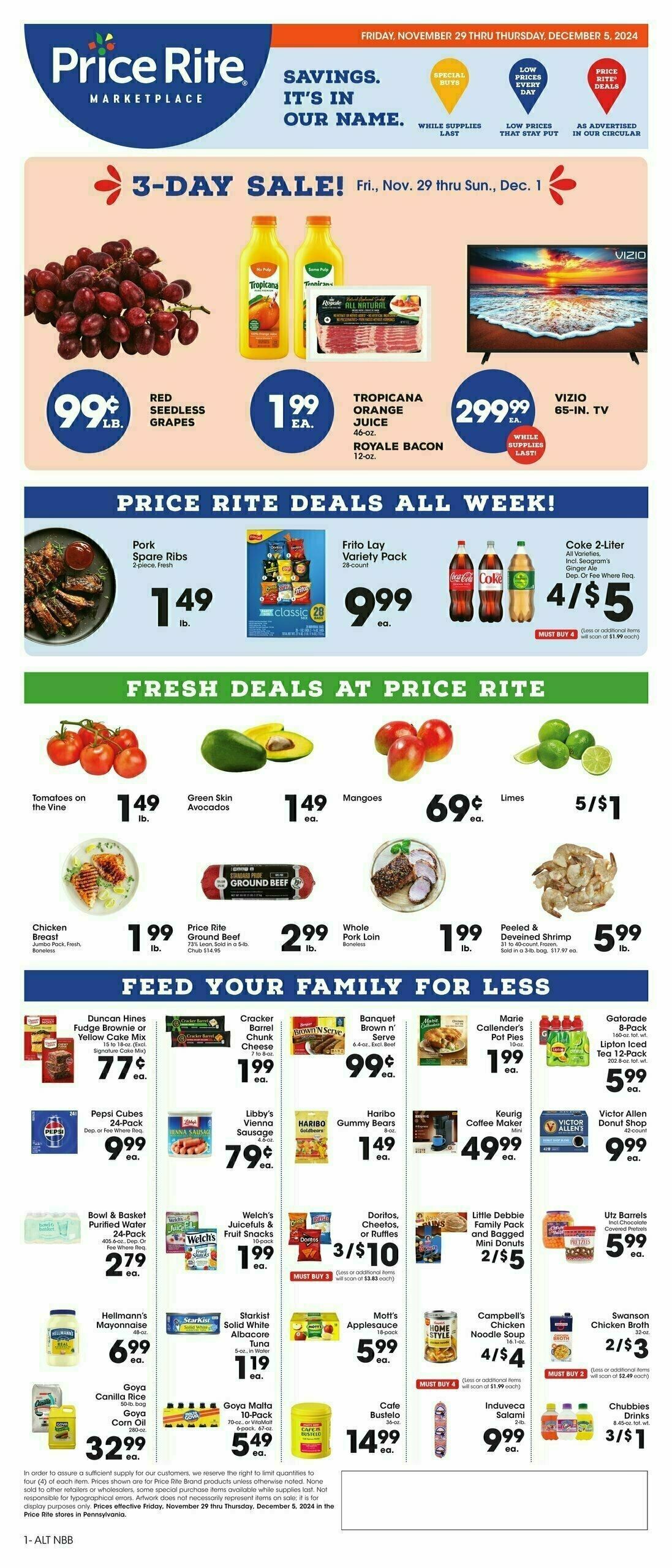 Price Rite Weekly Ad from November 29