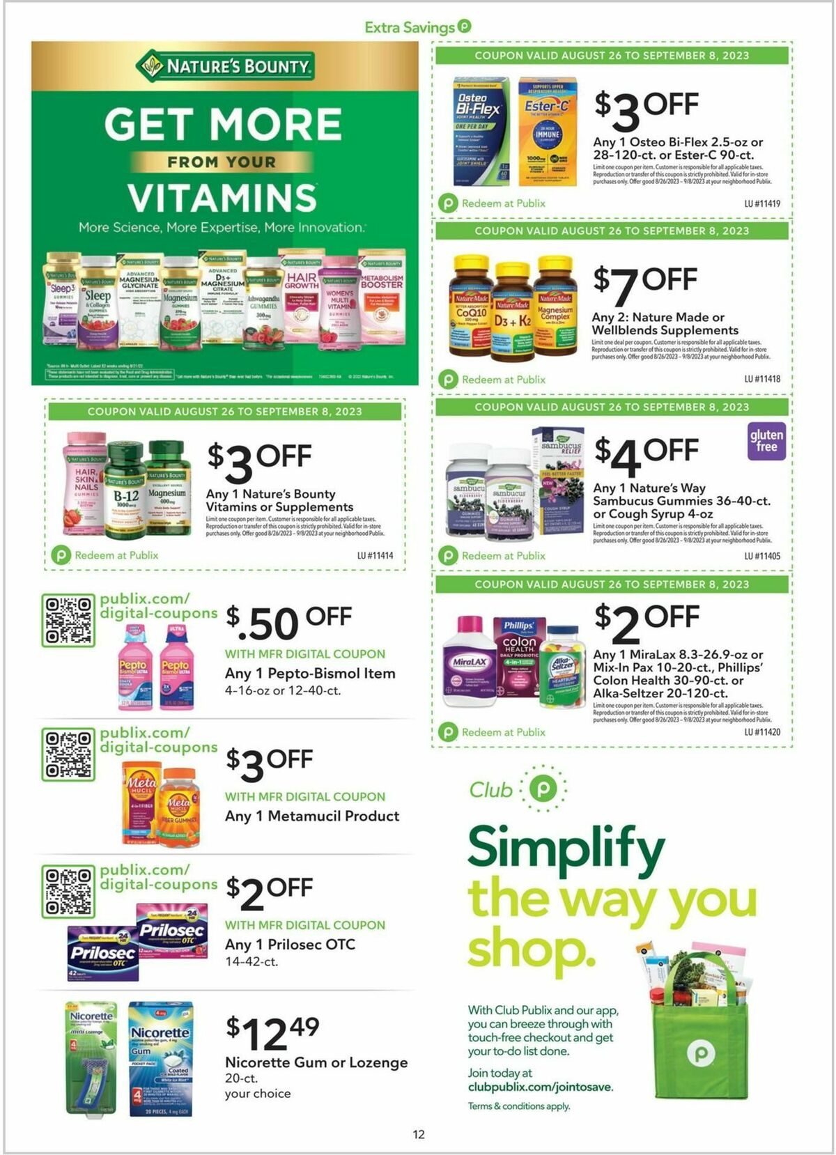 Publix Extra Savings Weekly Ad from August 26