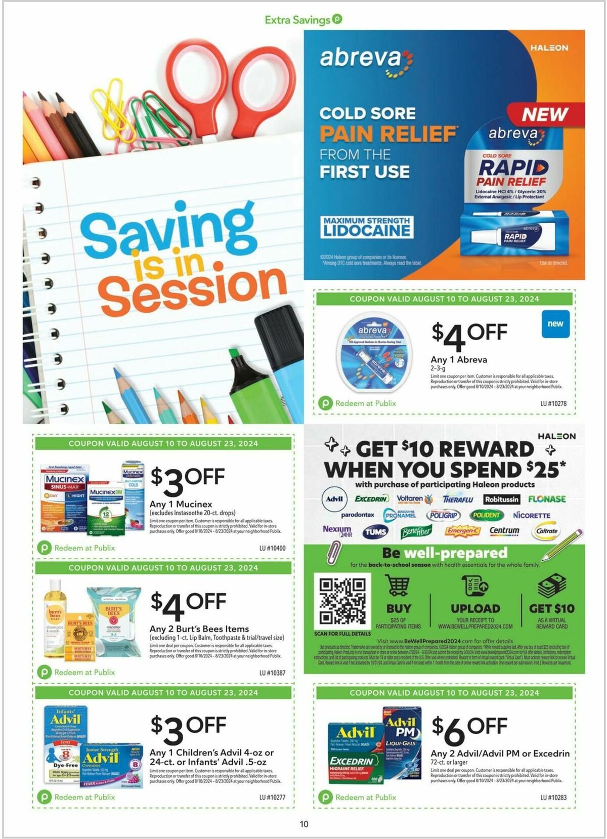 Publix Extra Savings Weekly Ad from August 10