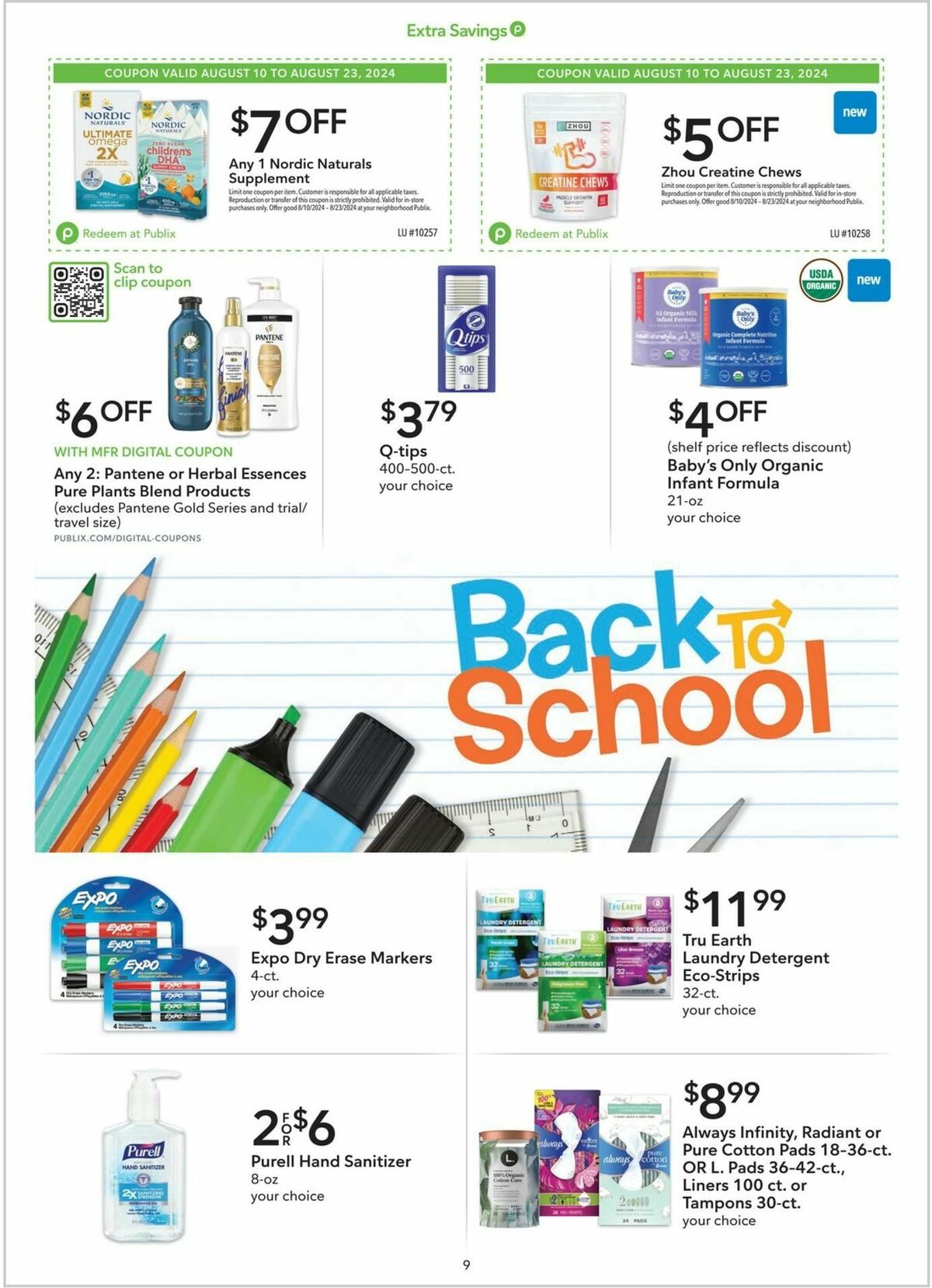 Publix Extra Savings Weekly Ad from August 10