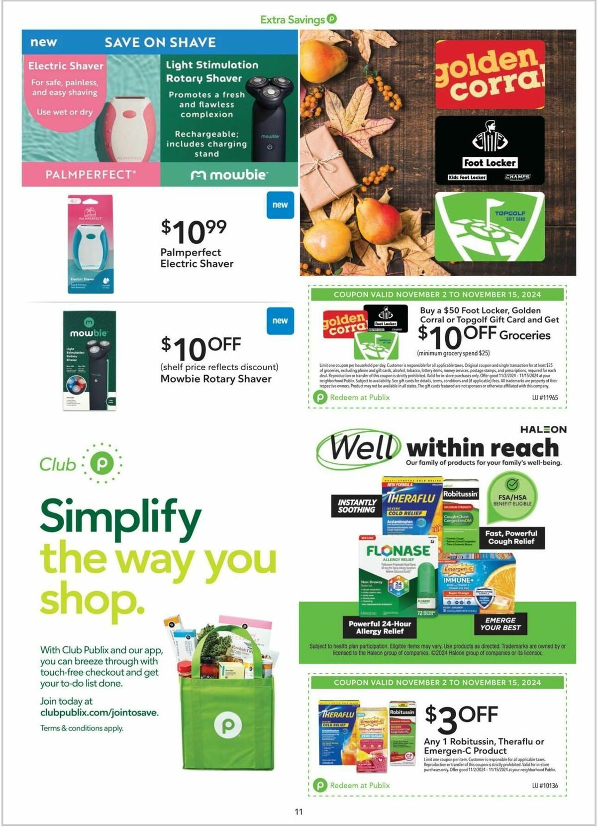 Publix Extra Savings Weekly Ad from November 2