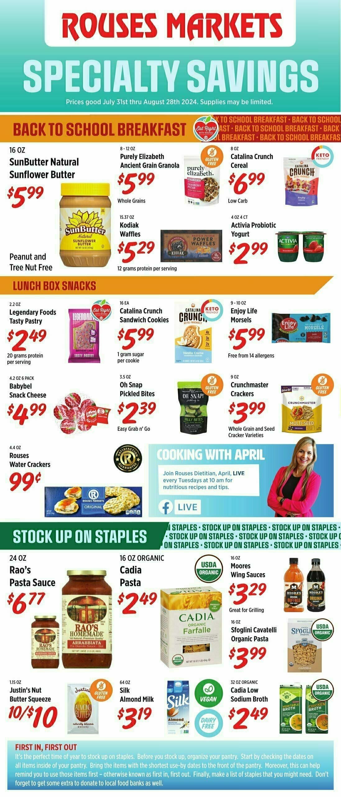 Rouses Markets Specialty Savings Weekly Ad from July 31