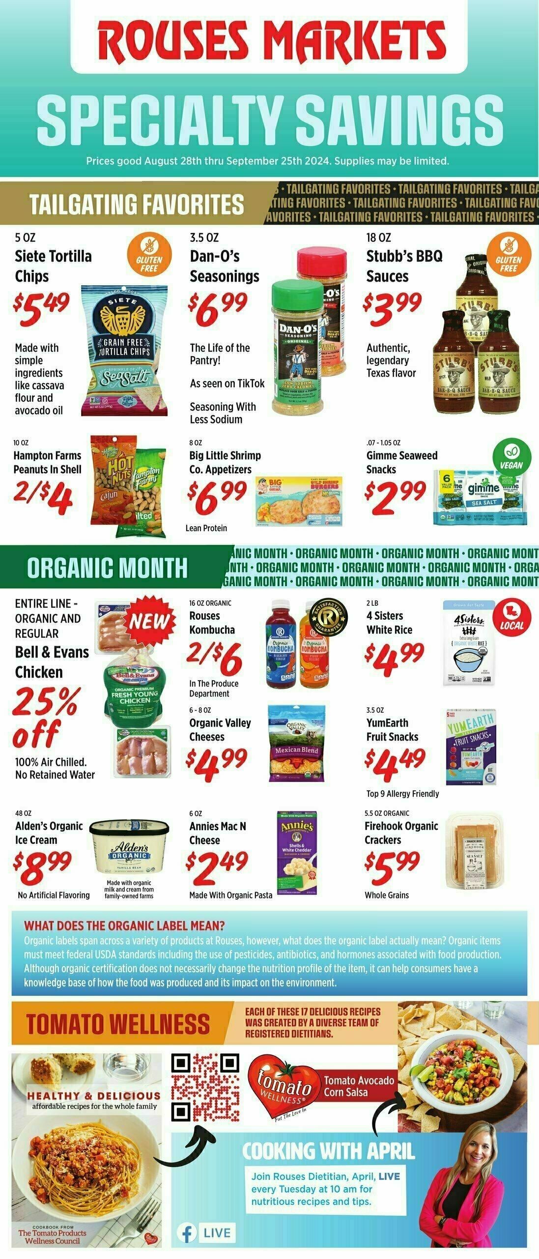 Rouses Markets Specialty Savings Weekly Ad from August 28