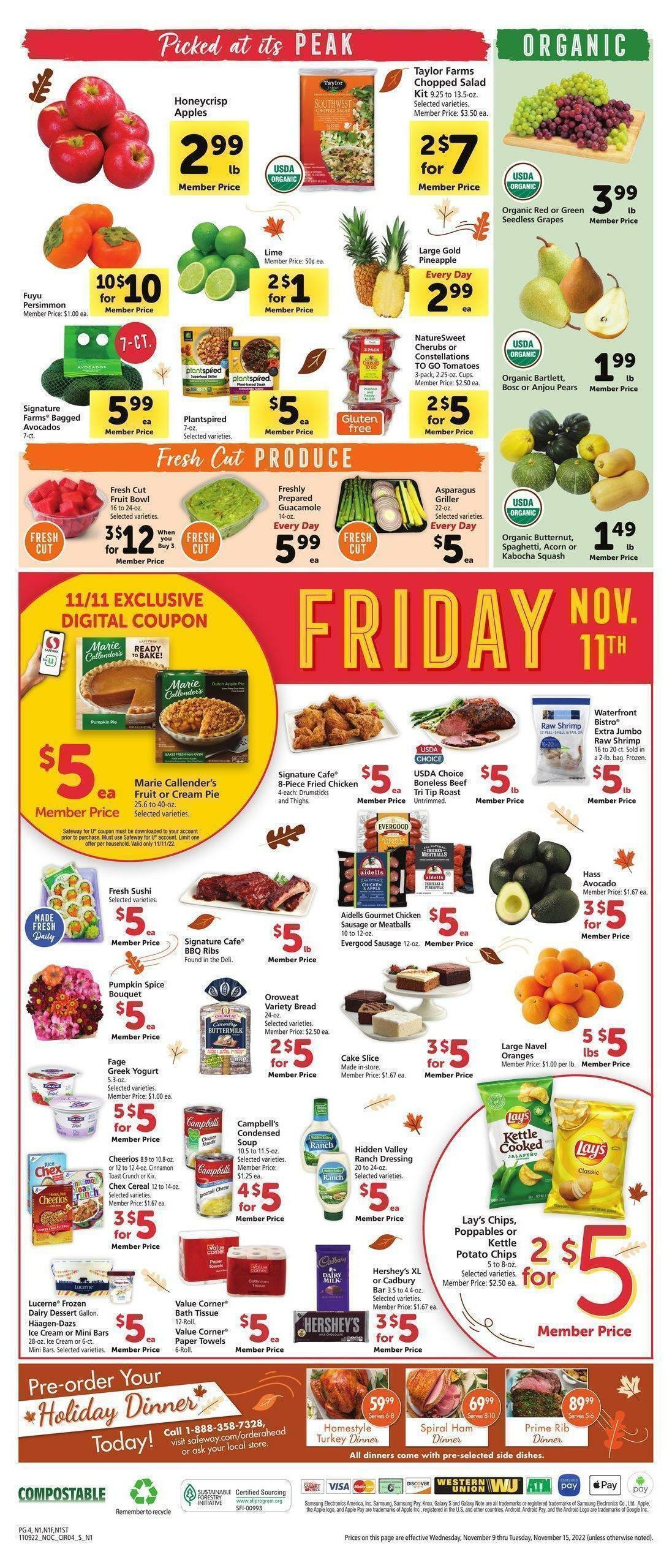 Safeway Weekly Ad from November 9