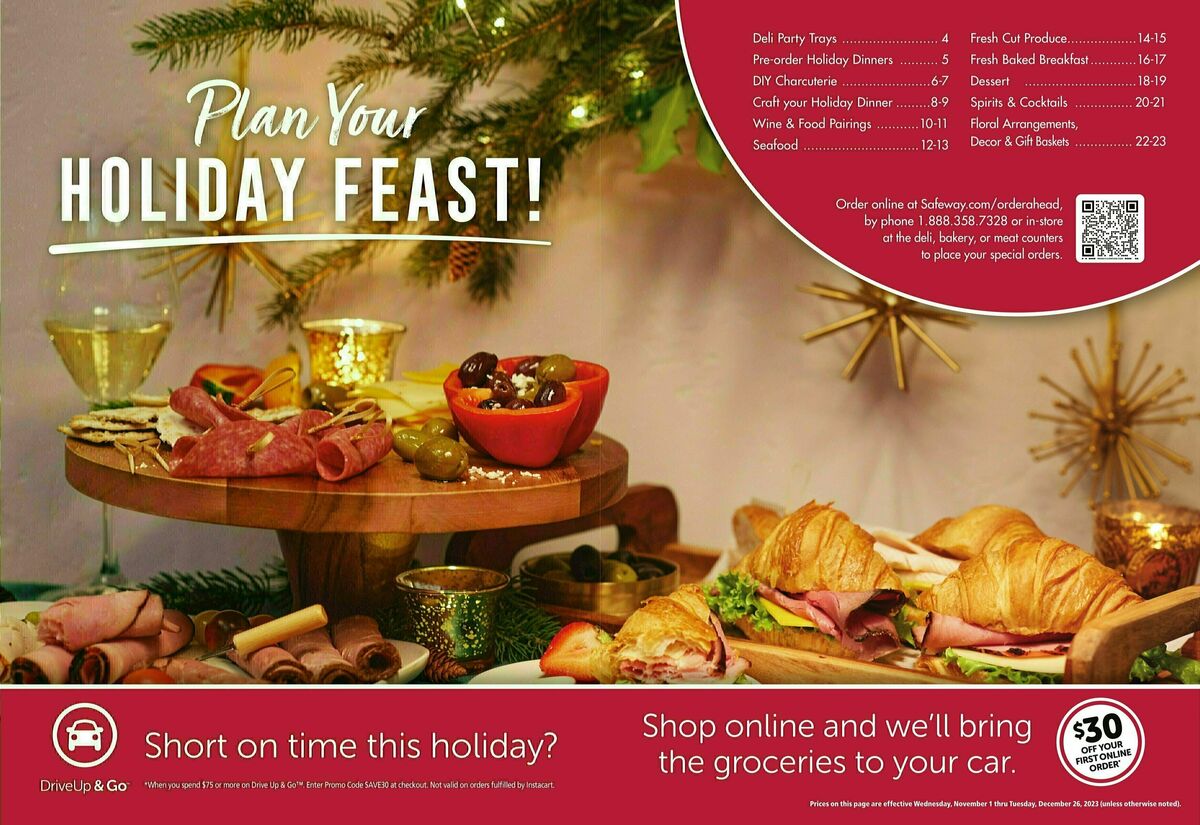 Safeway Holiday Guide Weekly Ad from November 1