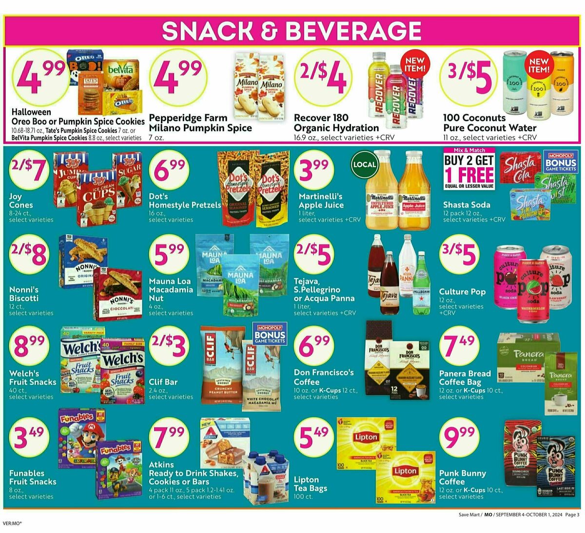 Save Mart Big Monthy Deals Weekly Ad from September 4