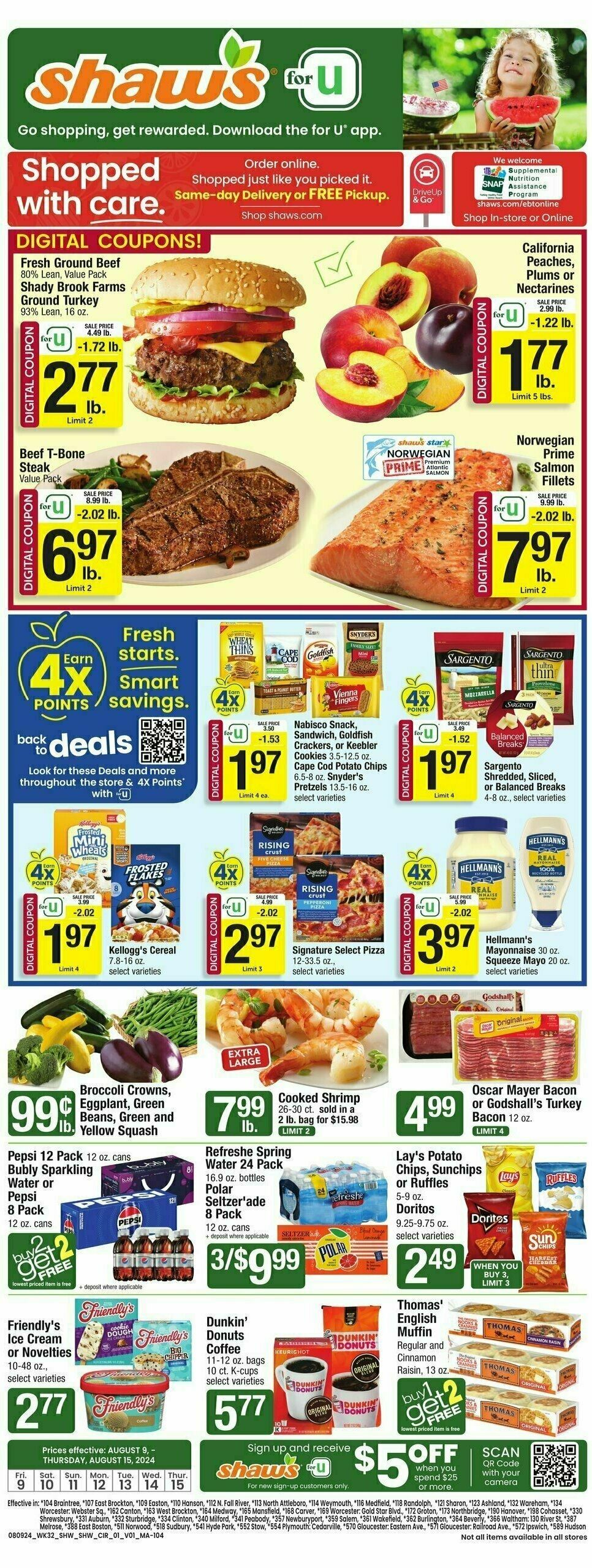 Shaw's Weekly Ad from August 9