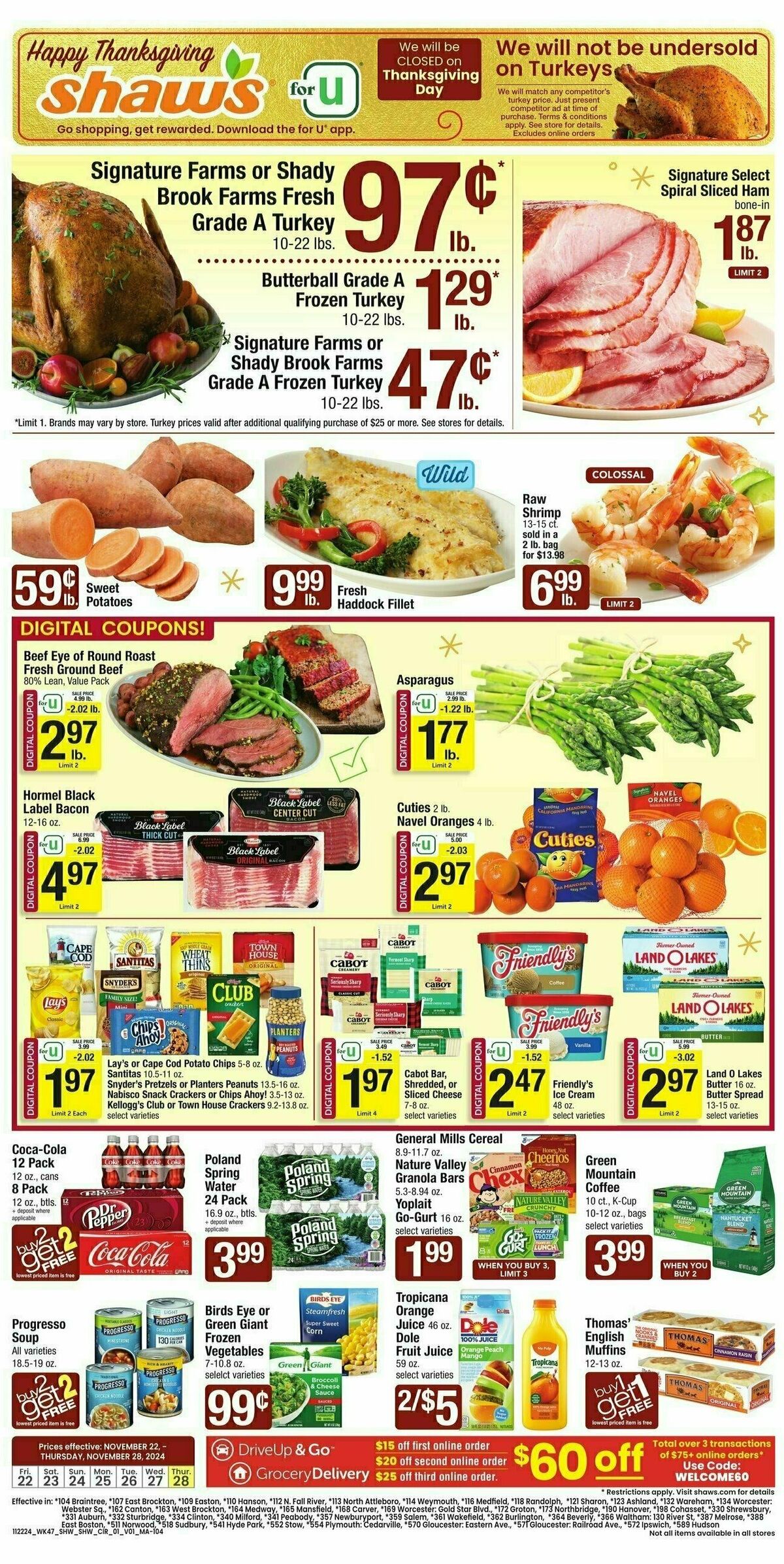 Shaw's Weekly Ad from November 22