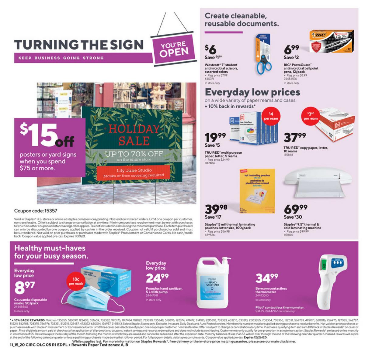 Staples Weekly Ad from November 15