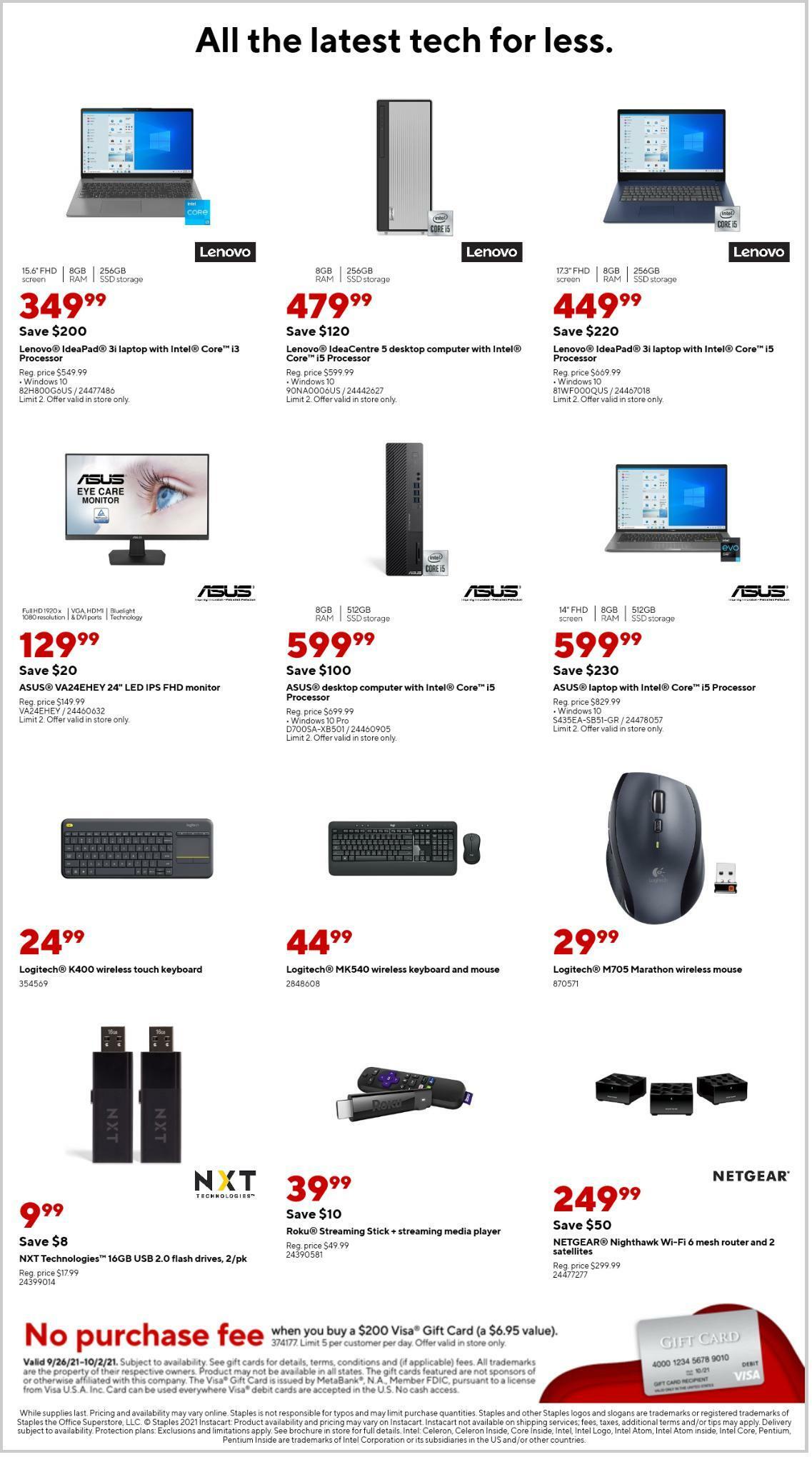 Staples Weekly Ad from September 26