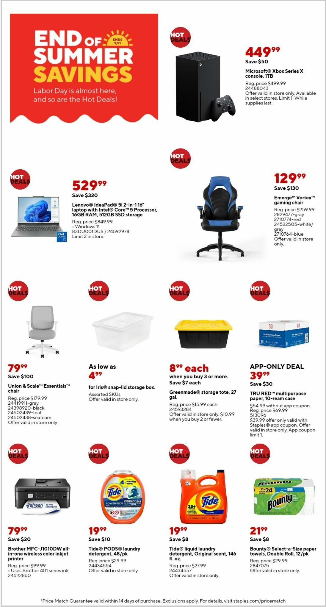 Staples Weekly Ad from August 25