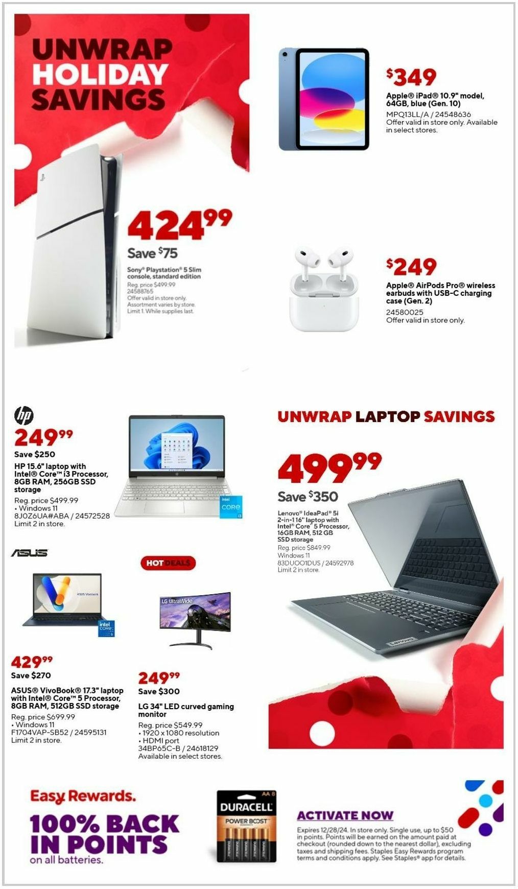 Staples Weekly Ad from December 22