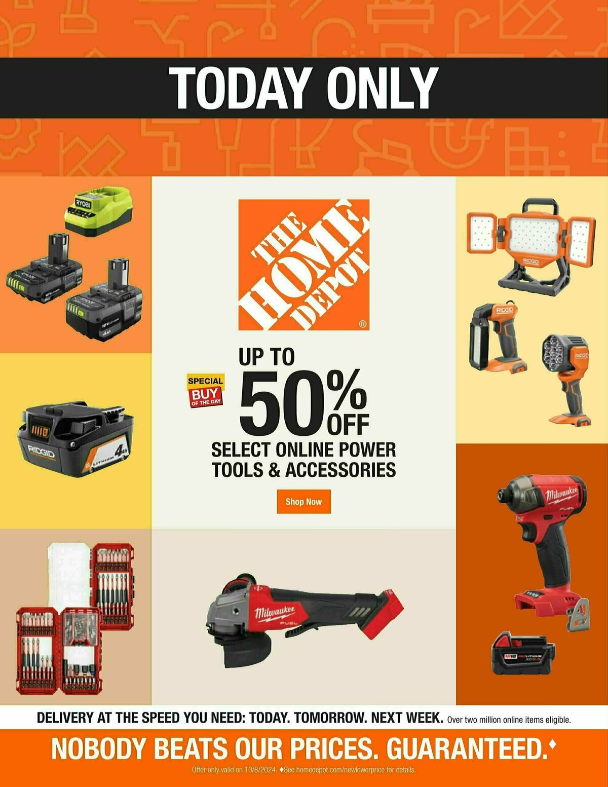 The Home Depot One Day Only Deals Weekly Ad from October 8