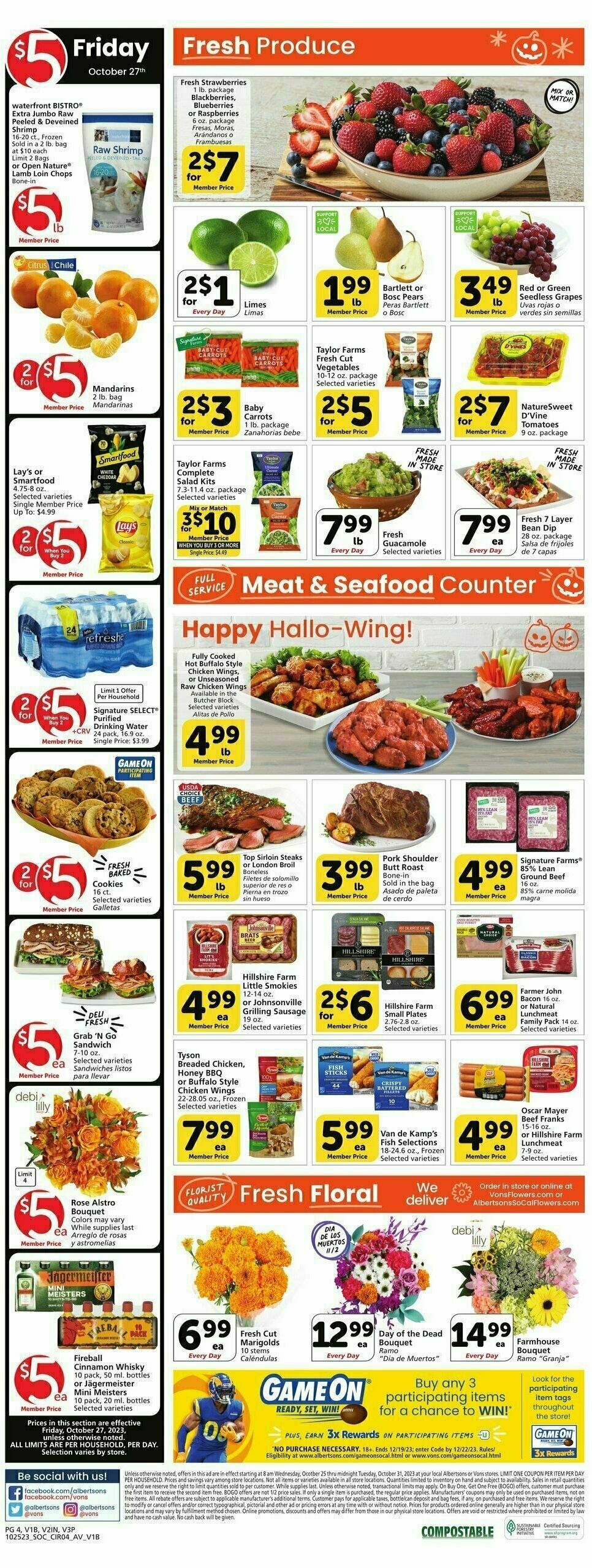 Vons Weekly Ad from October 25