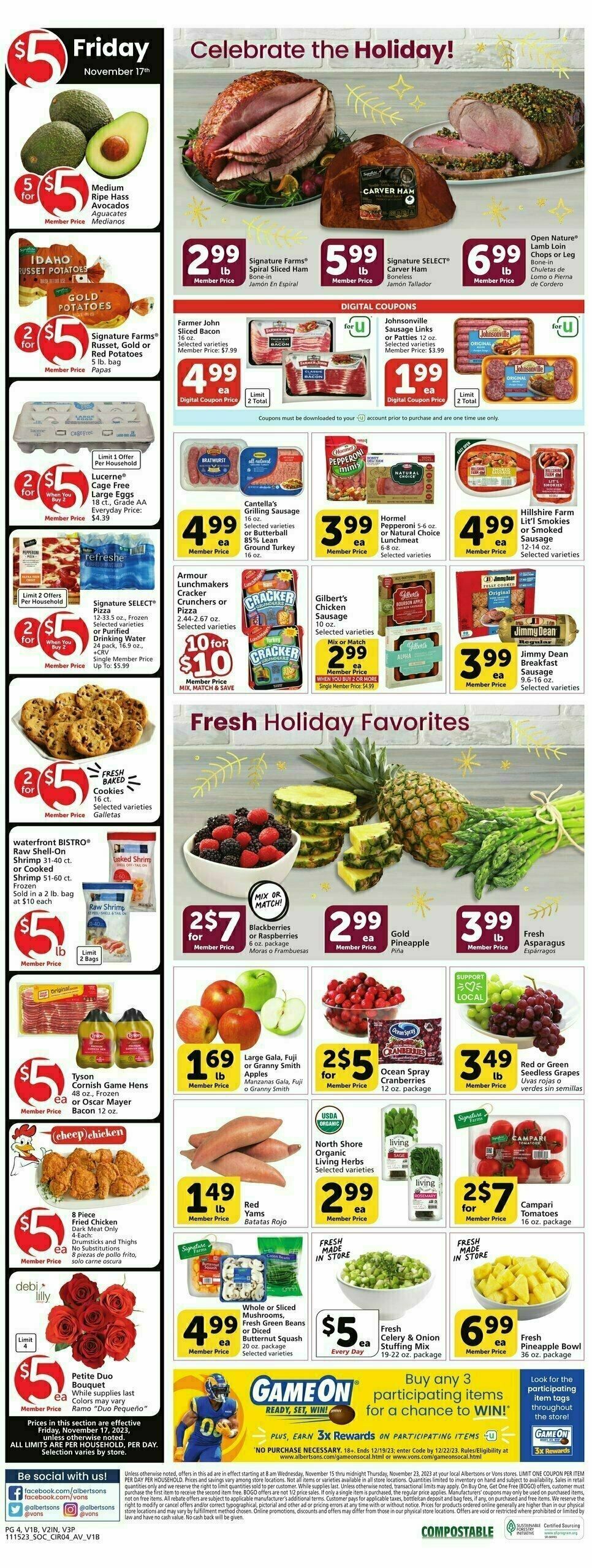 Vons Weekly Ad from November 15