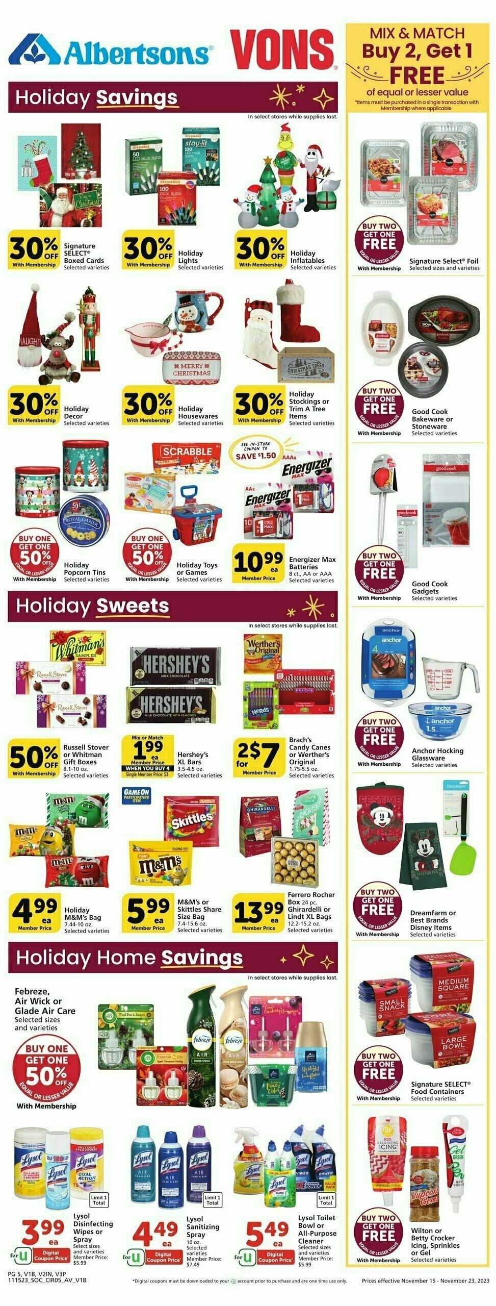 Vons Weekly Ad from November 15