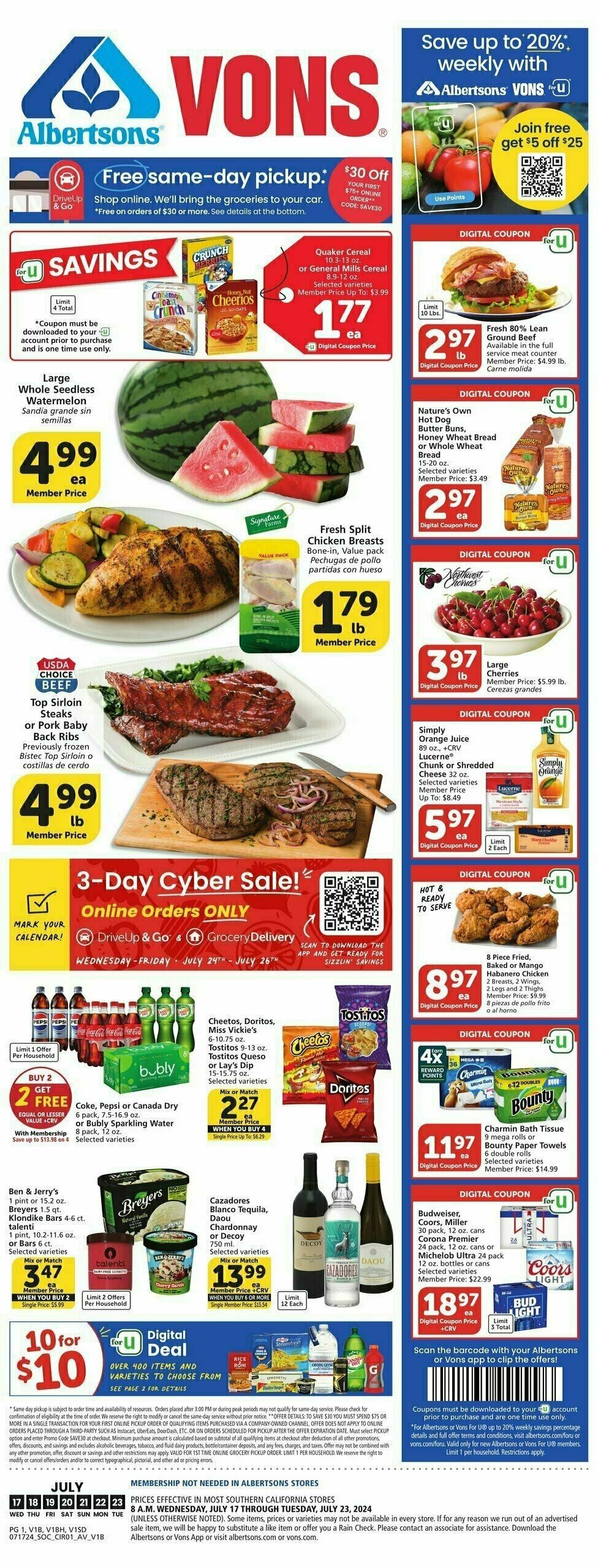 Vons Weekly Ad from July 17