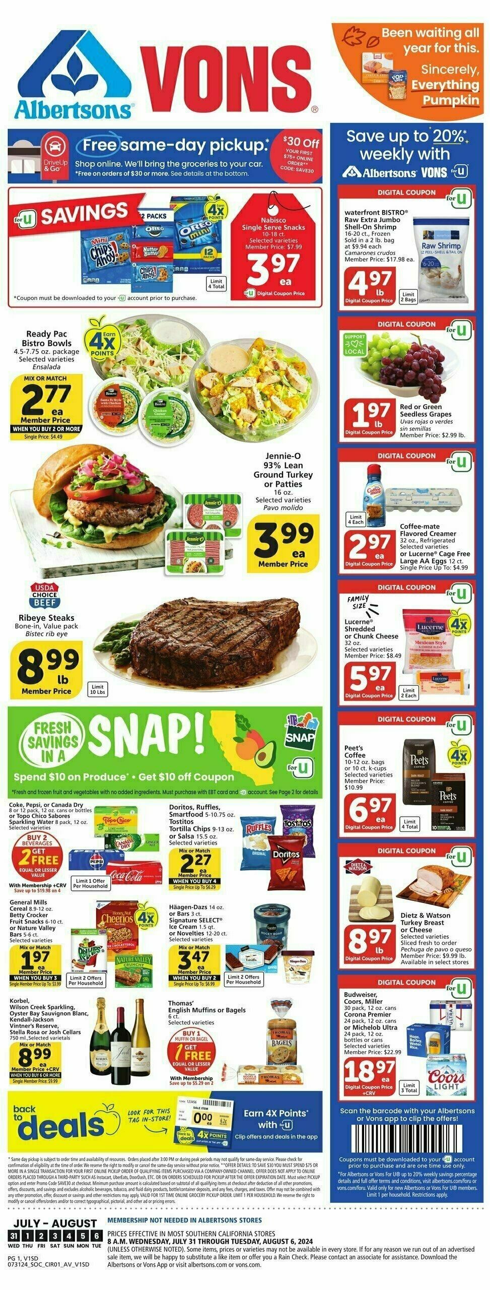 Vons Weekly Ad from July 31