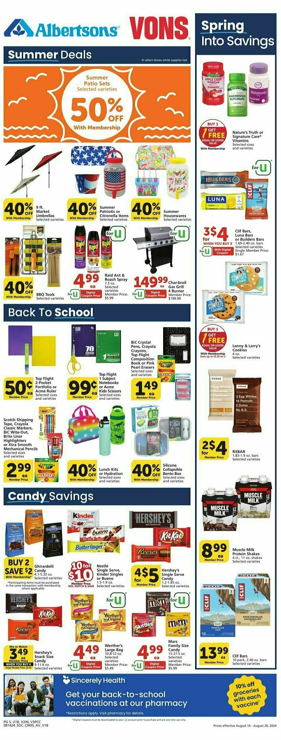 Vons Weekly Ad from August 14