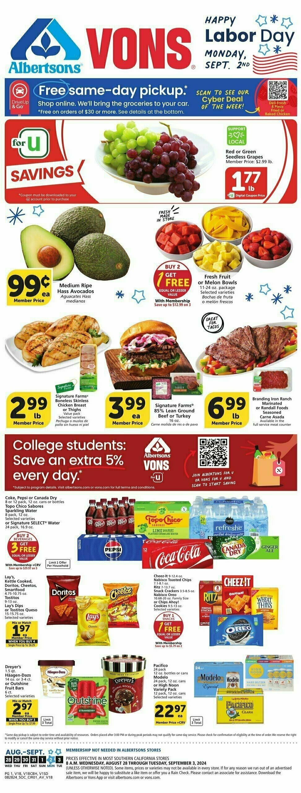 Vons Weekly Ad from August 28