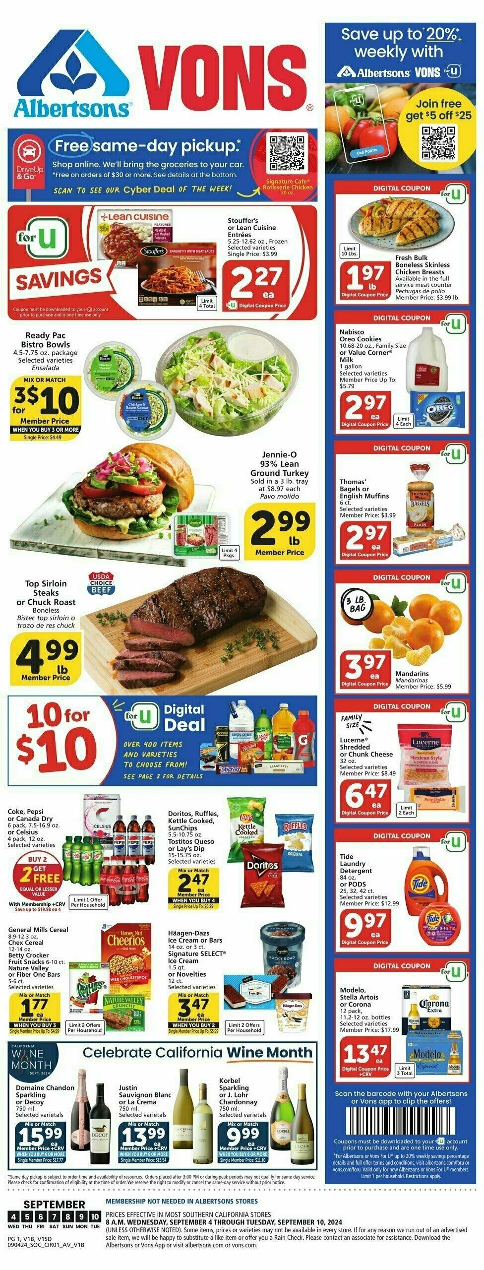 Vons Weekly Ad from September 4